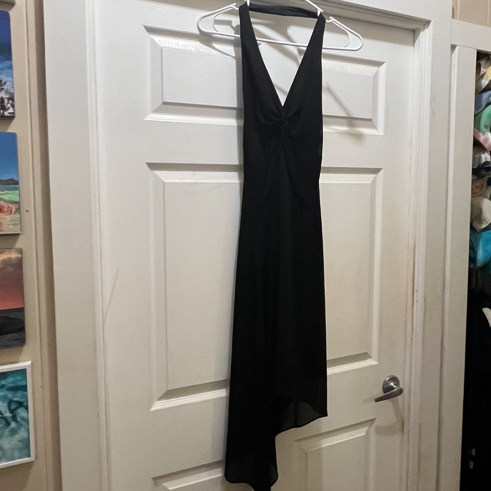 Laundry by Shelli Segal black midi halter dress